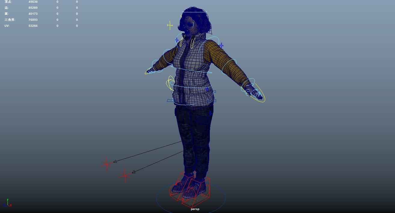 Pretty woman in down jacket Rigged    Low-poly 3D model_13