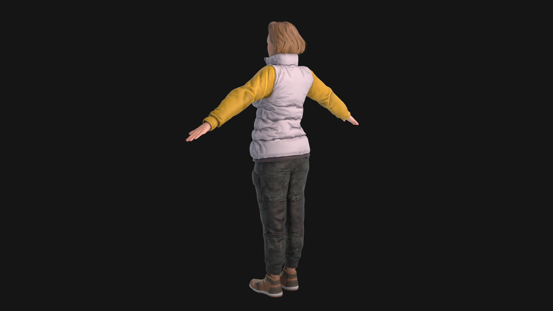 Pretty woman in down jacket Rigged    Low-poly 3D model_3
