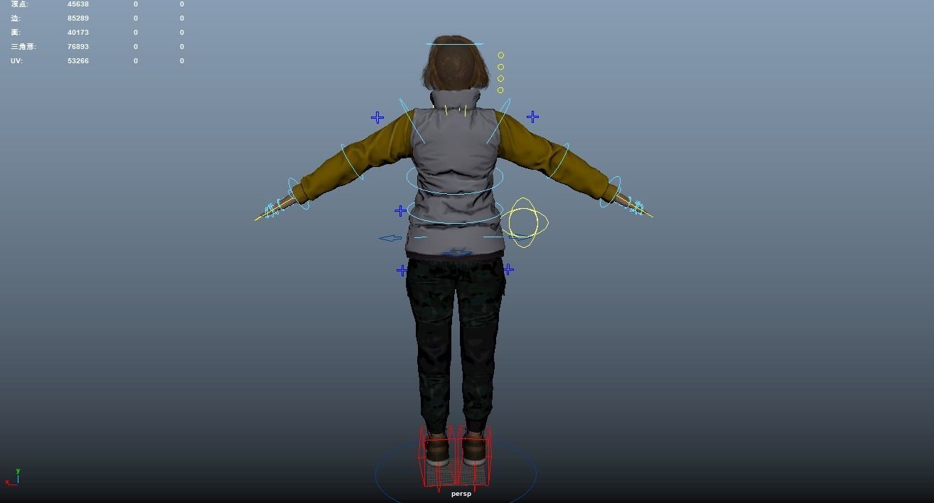 Pretty woman in down jacket Rigged    Low-poly 3D model_14