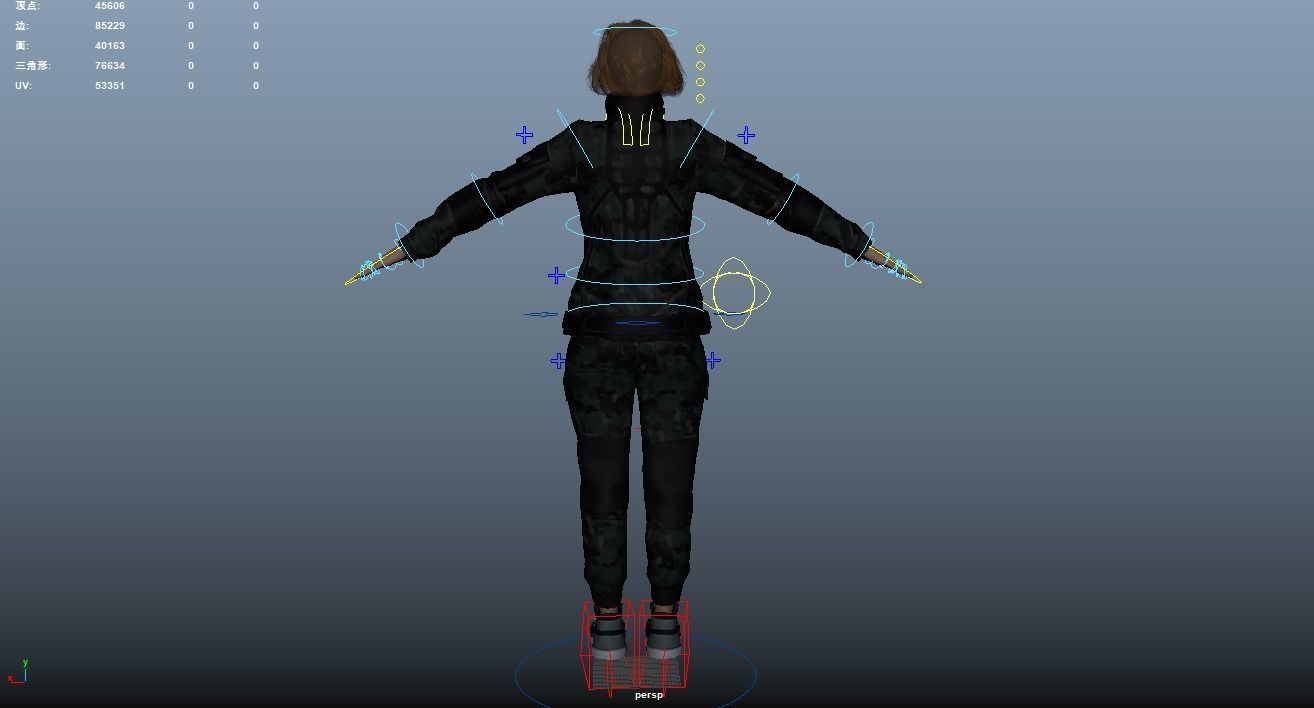 Pretty woman in down jacket Rigged Low-poly 3D model_14
