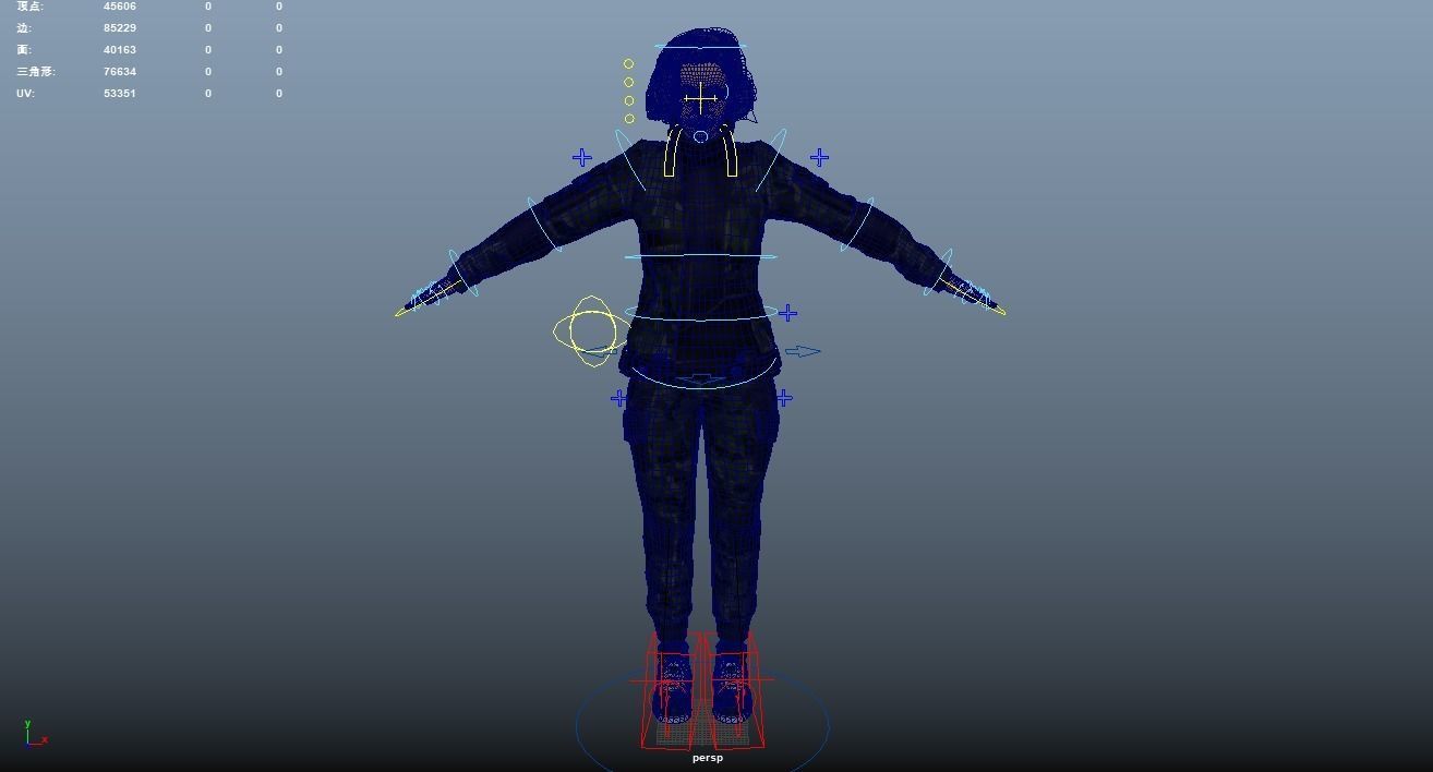 Pretty woman in down jacket Rigged Low-poly 3D model_11