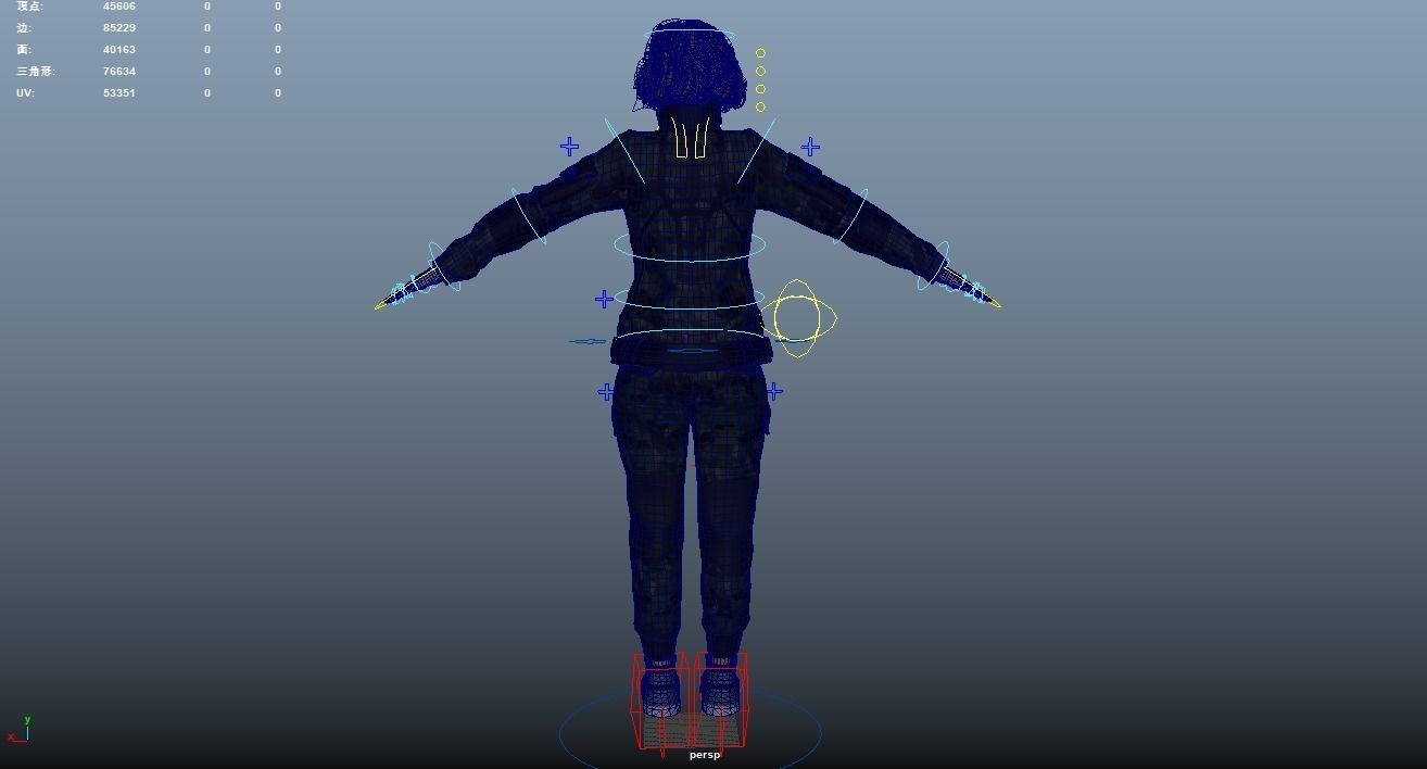 Pretty woman in down jacket Rigged Low-poly 3D model_15