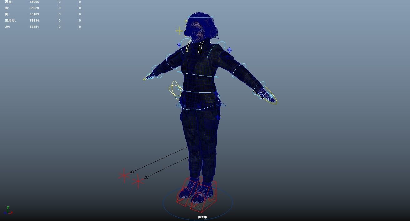 Pretty woman in down jacket Rigged Low-poly 3D model_13