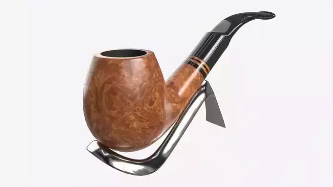 Smoking Pipe Bent Briar Wood 01 3D model
