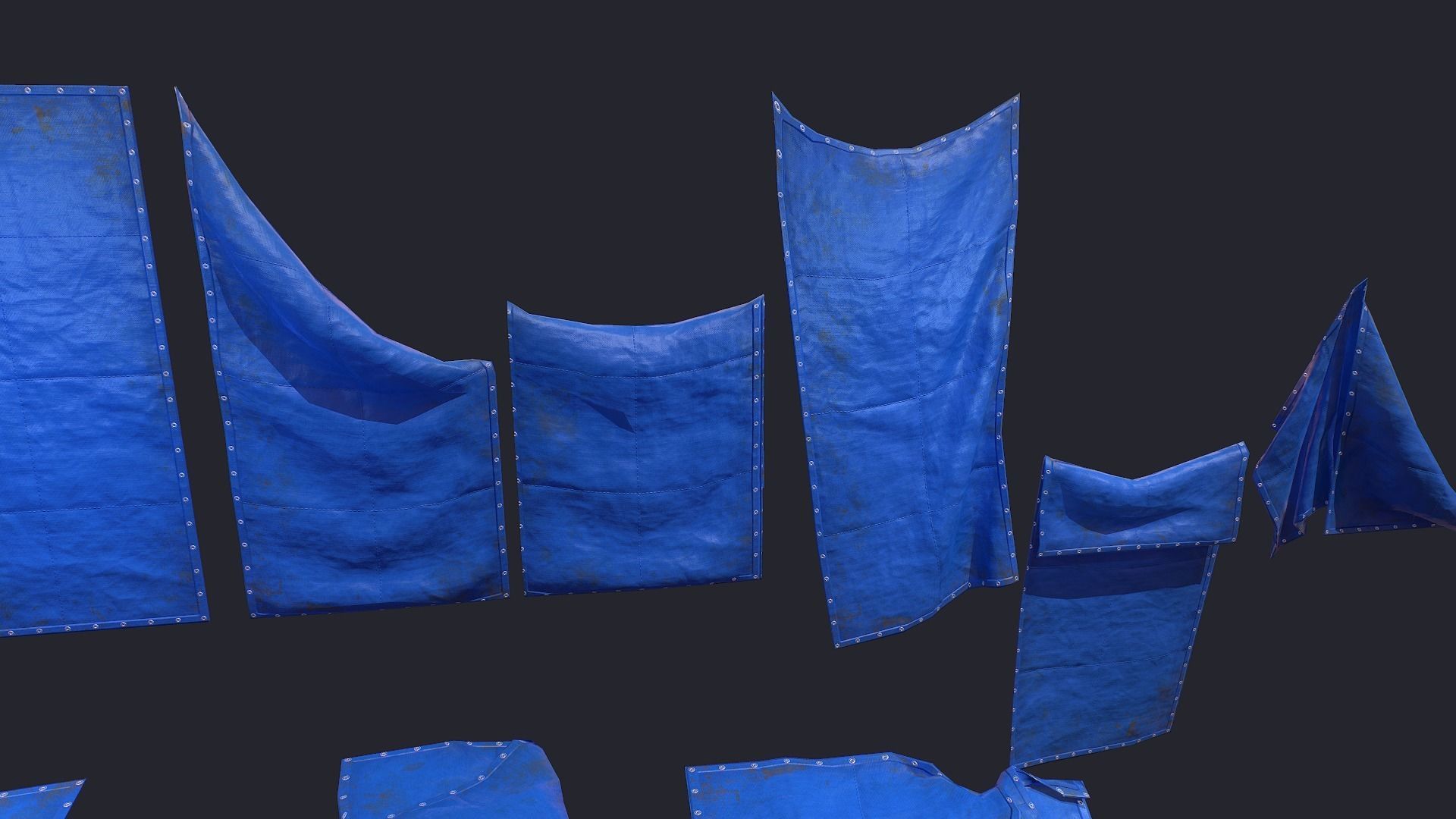 Plastic Tarp Set Low-poly 3D model_3