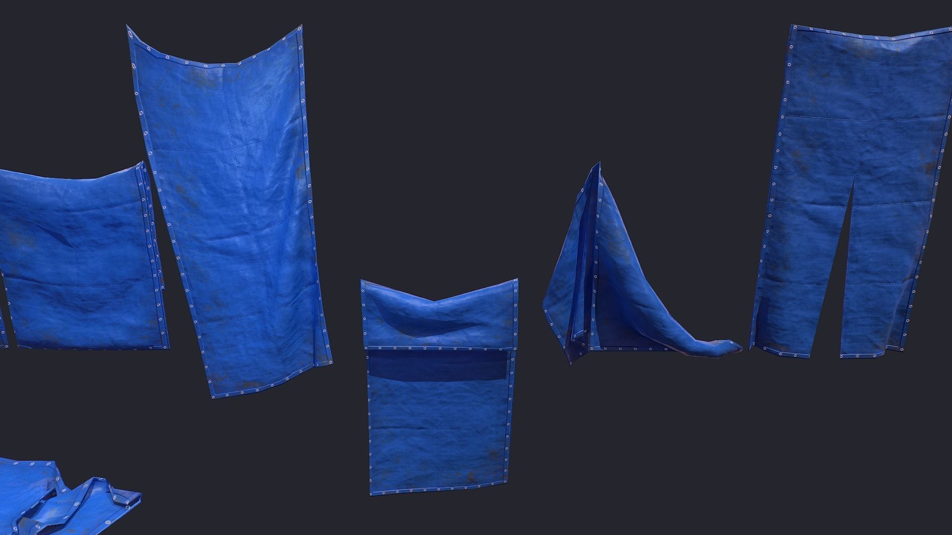 Plastic Tarp Set Low-poly 3D model_4
