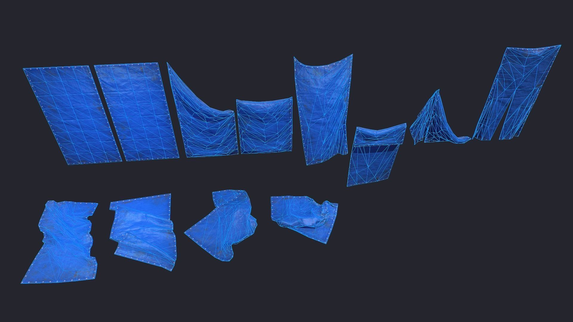 Plastic Tarp Set Low-poly 3D model_8