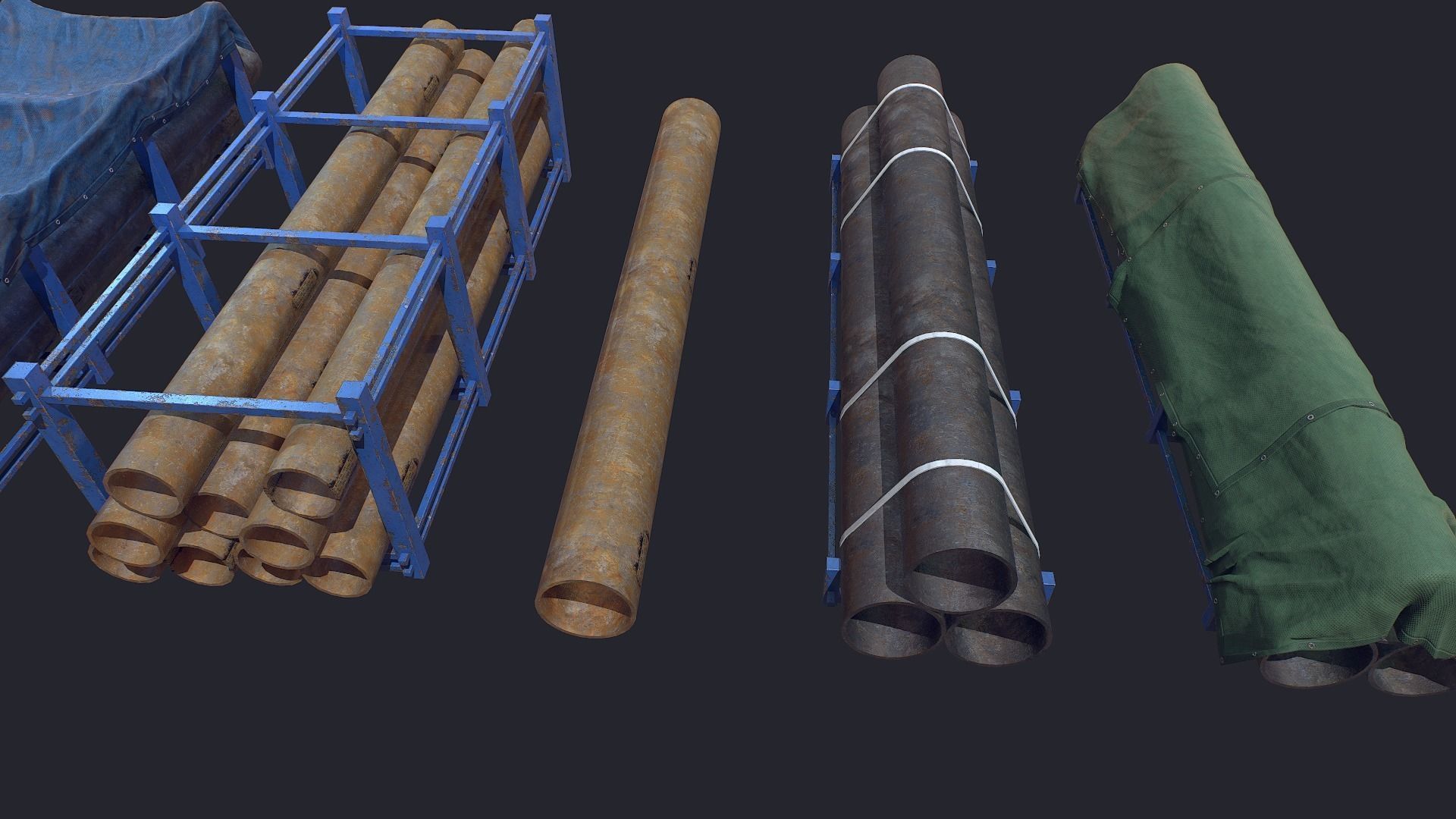 Storage Pipe Low-poly 3D model_7