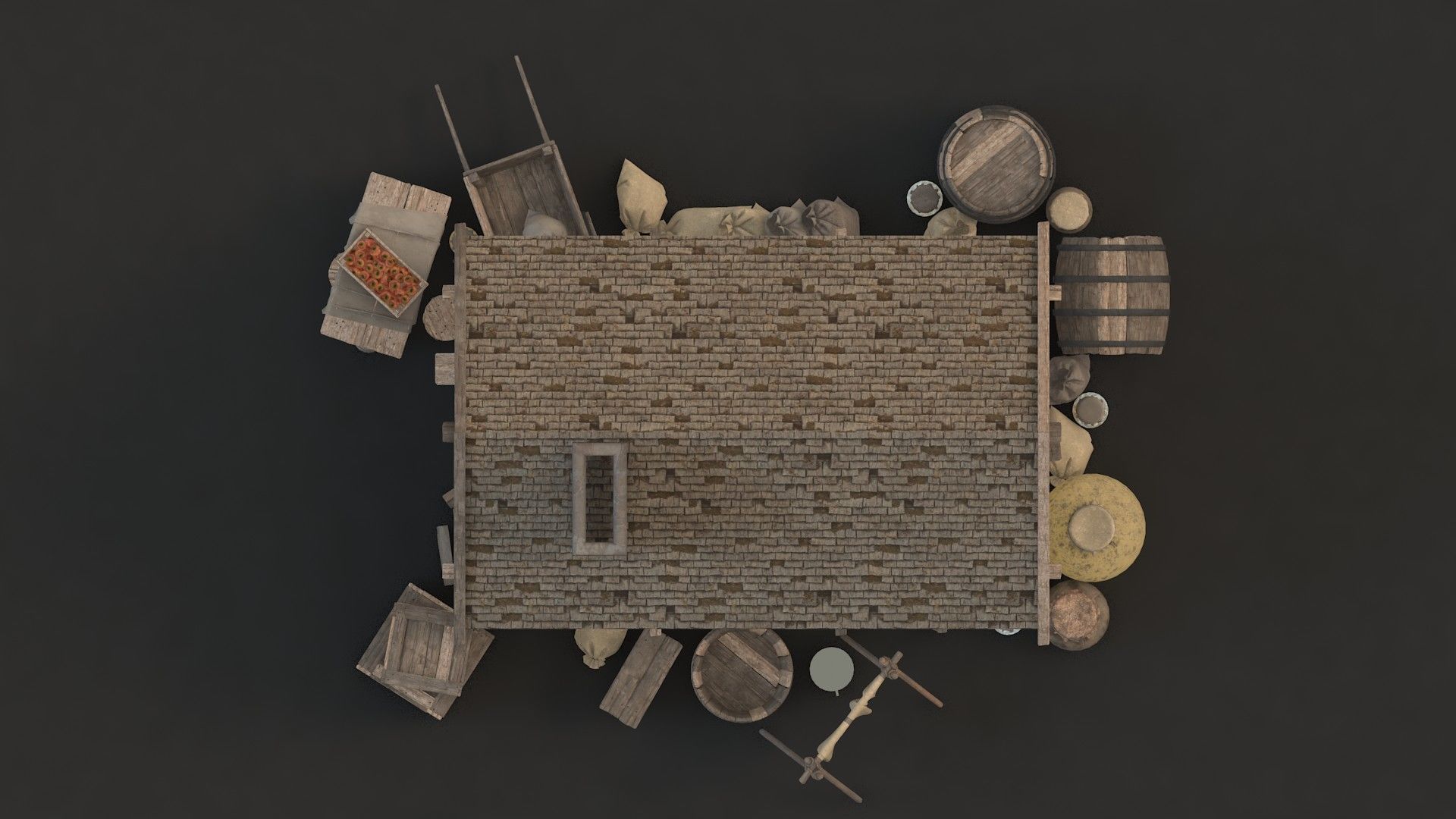 medieval market Low-poly 3D model_2