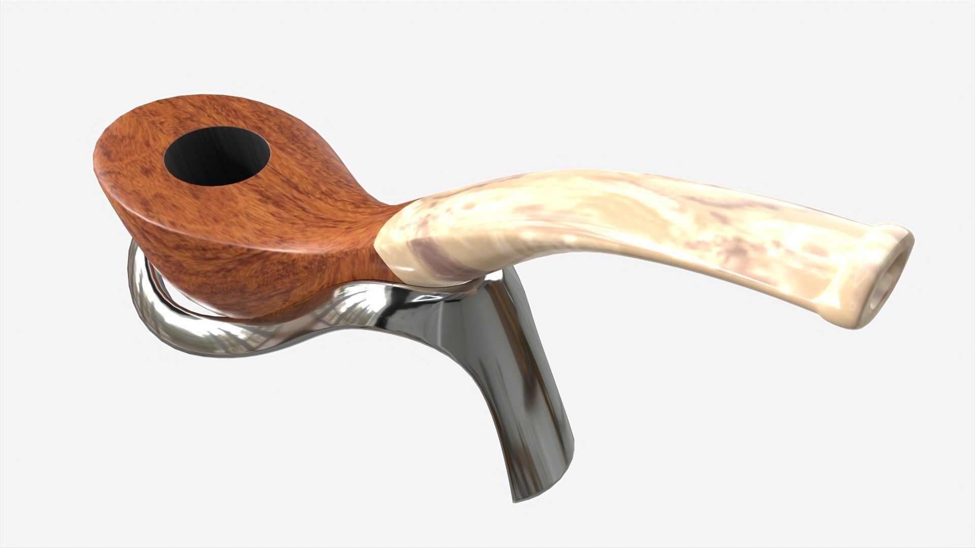 Smoking Pipe Bent Briar Wood 03 3D model_2