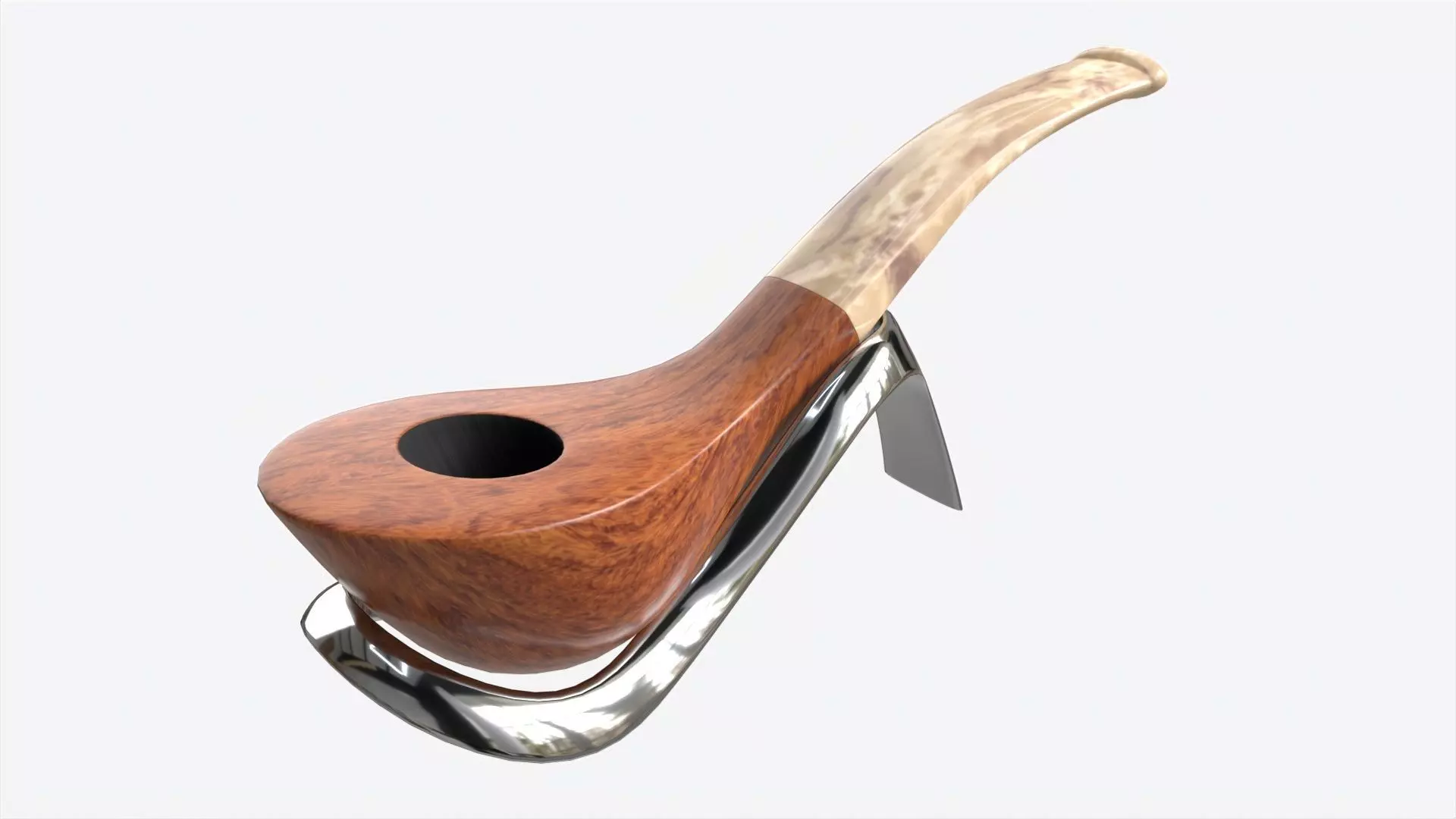 Smoking Pipe Bent Briar Wood 03 3D model_0