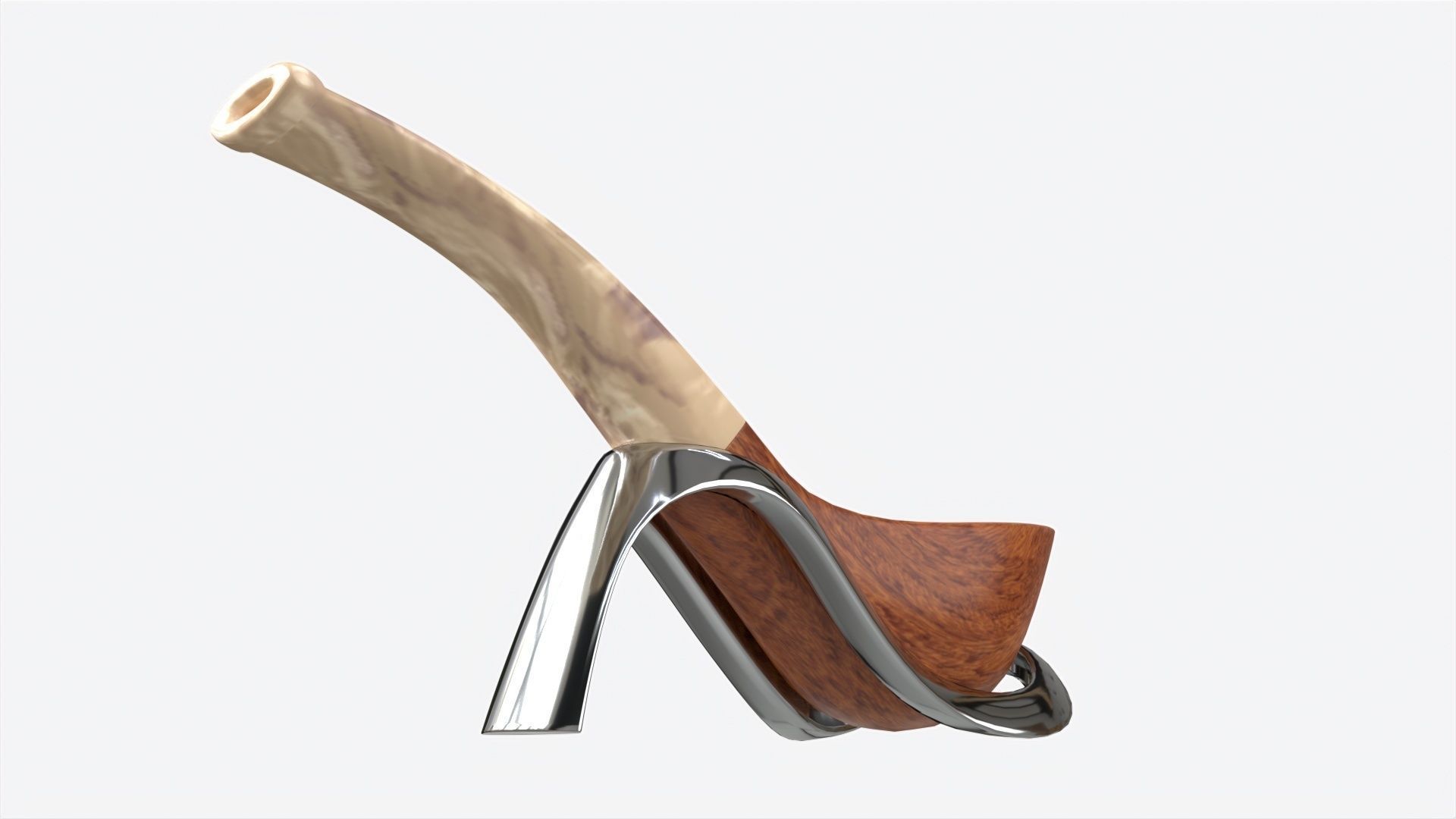 Smoking Pipe Bent Briar Wood 03 3D model_1