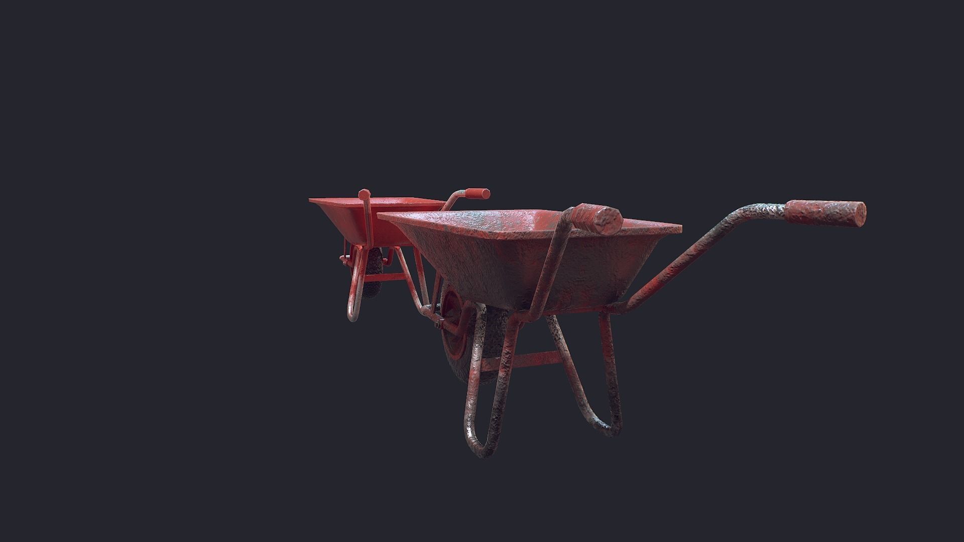Wheel Barrow Low-poly 3D model_4