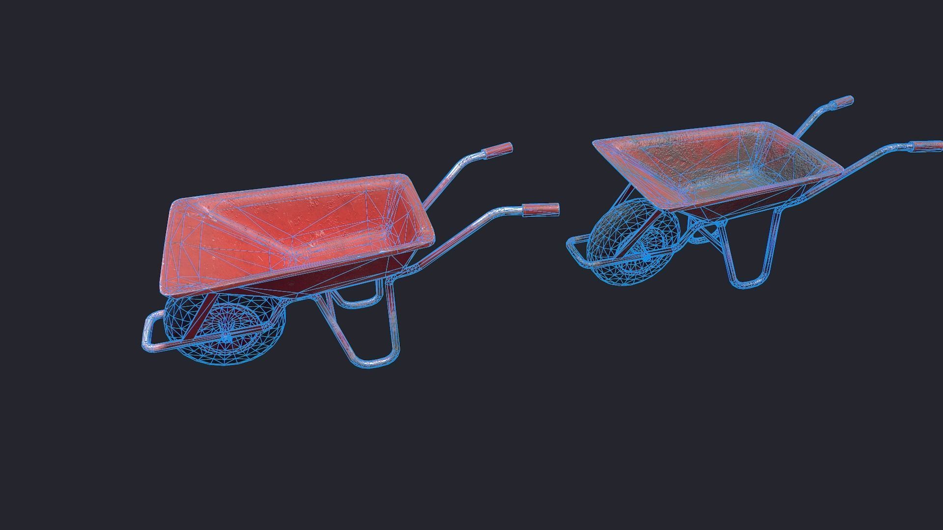 Wheel Barrow Low-poly 3D model_9