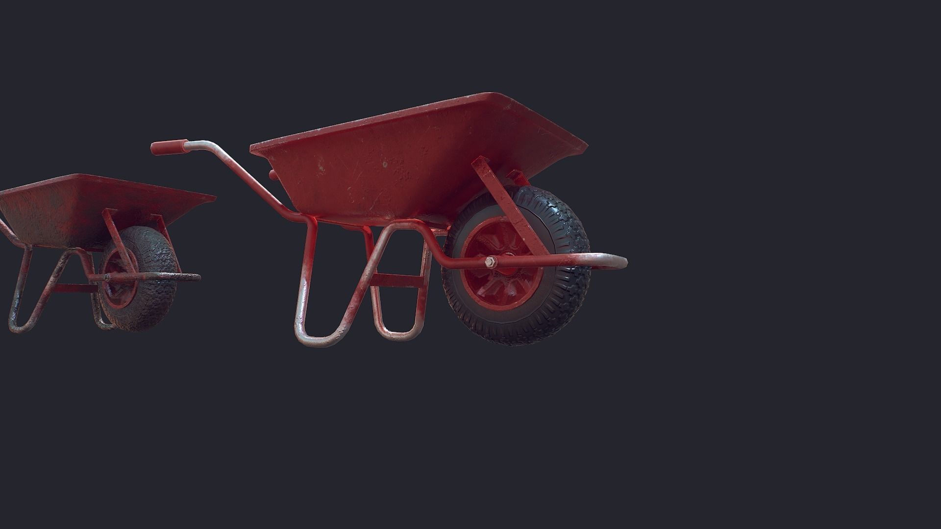 Wheel Barrow Low-poly 3D model_8
