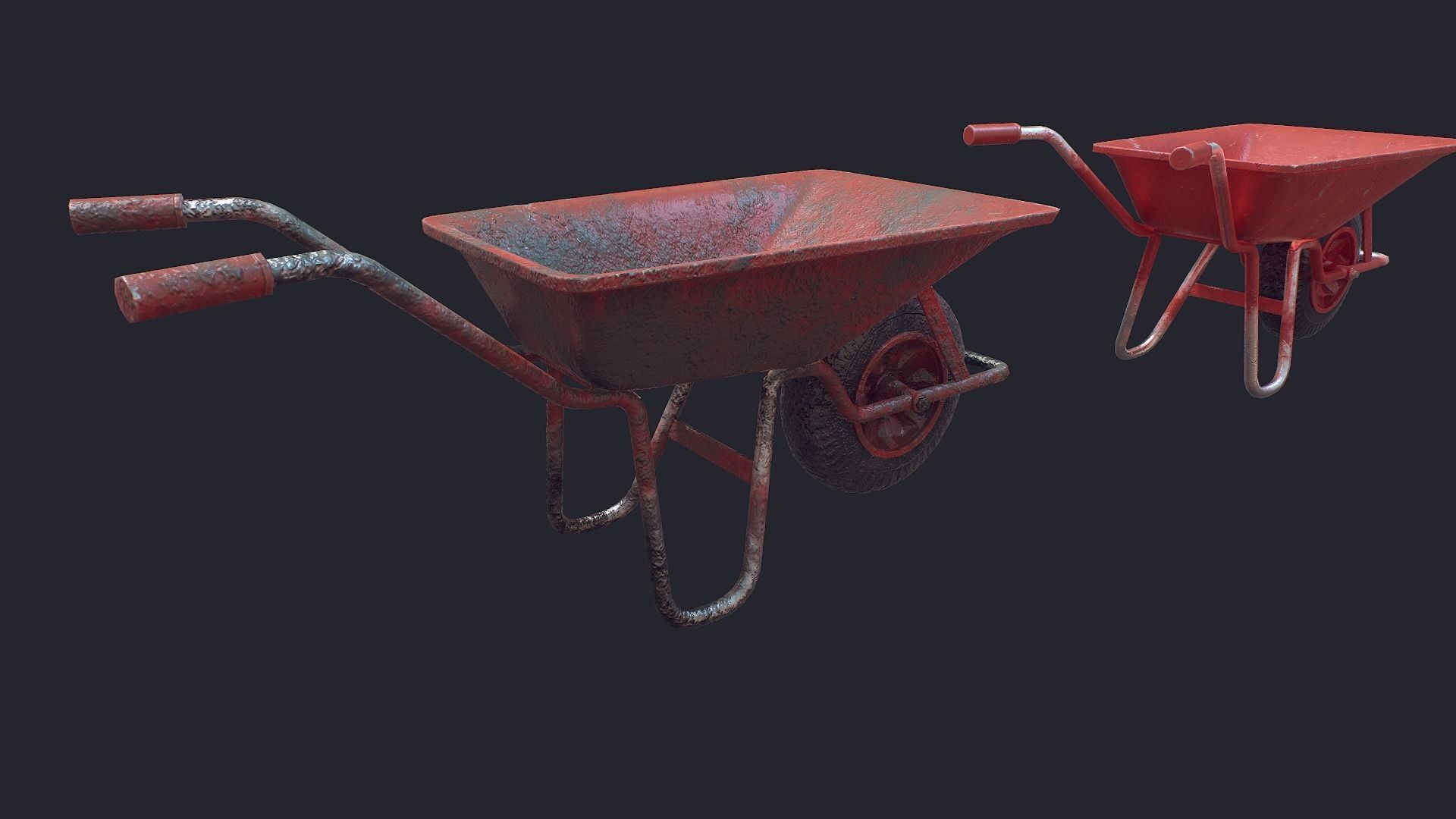 Wheel Barrow Low-poly 3D model_5