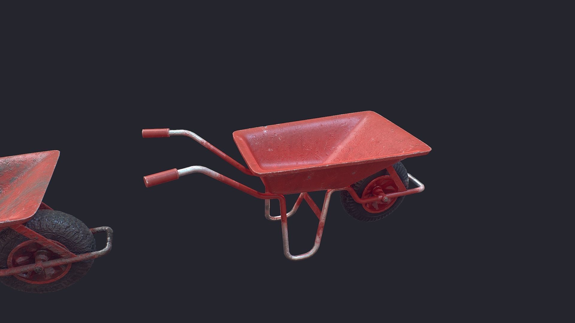 Wheel Barrow Low-poly 3D model_7