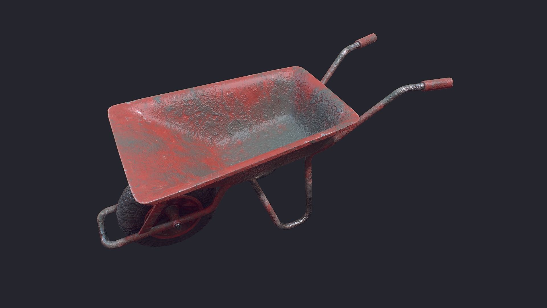 Wheel Barrow Low-poly 3D model_3