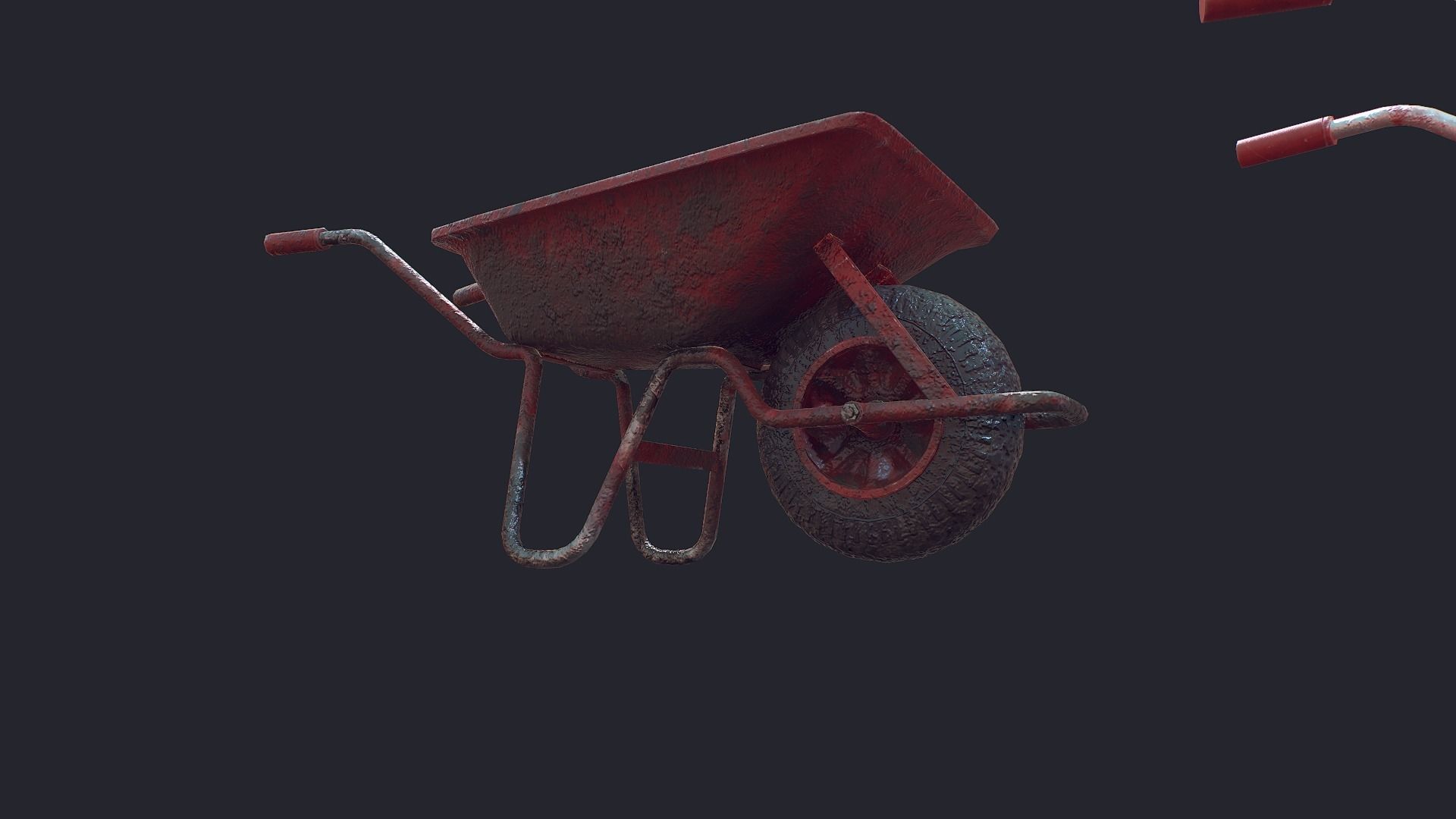 Wheel Barrow Low-poly 3D model_6
