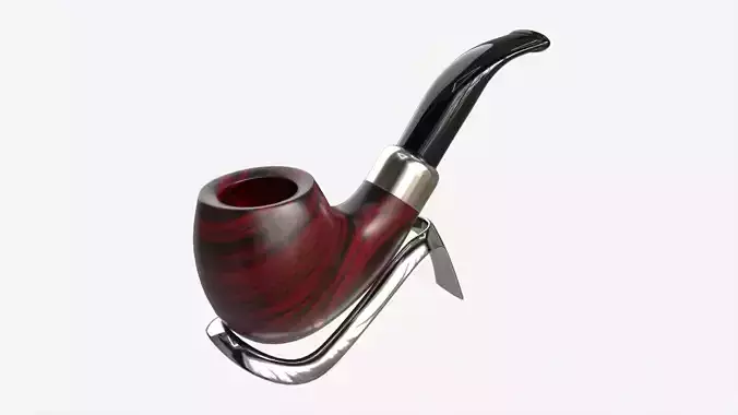 Smoking Pipe Bent Briar Wood 04 3D model