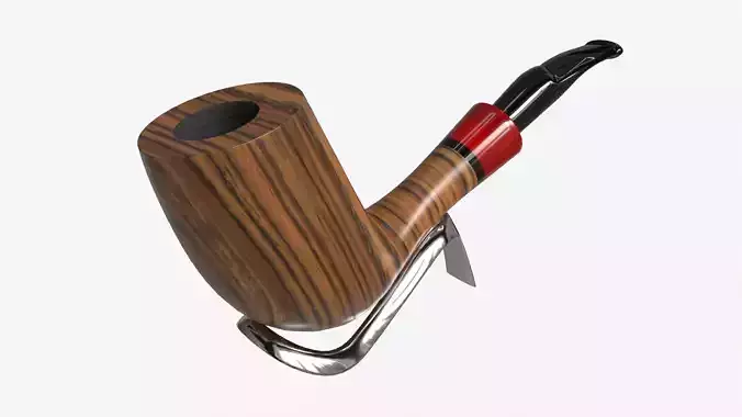 Smoking Pipe Half-bent Briar Wood 01 3D model