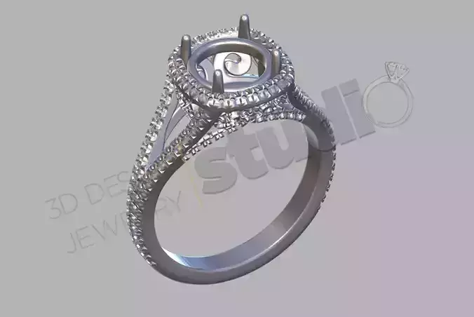 cushion shape ring 3d model