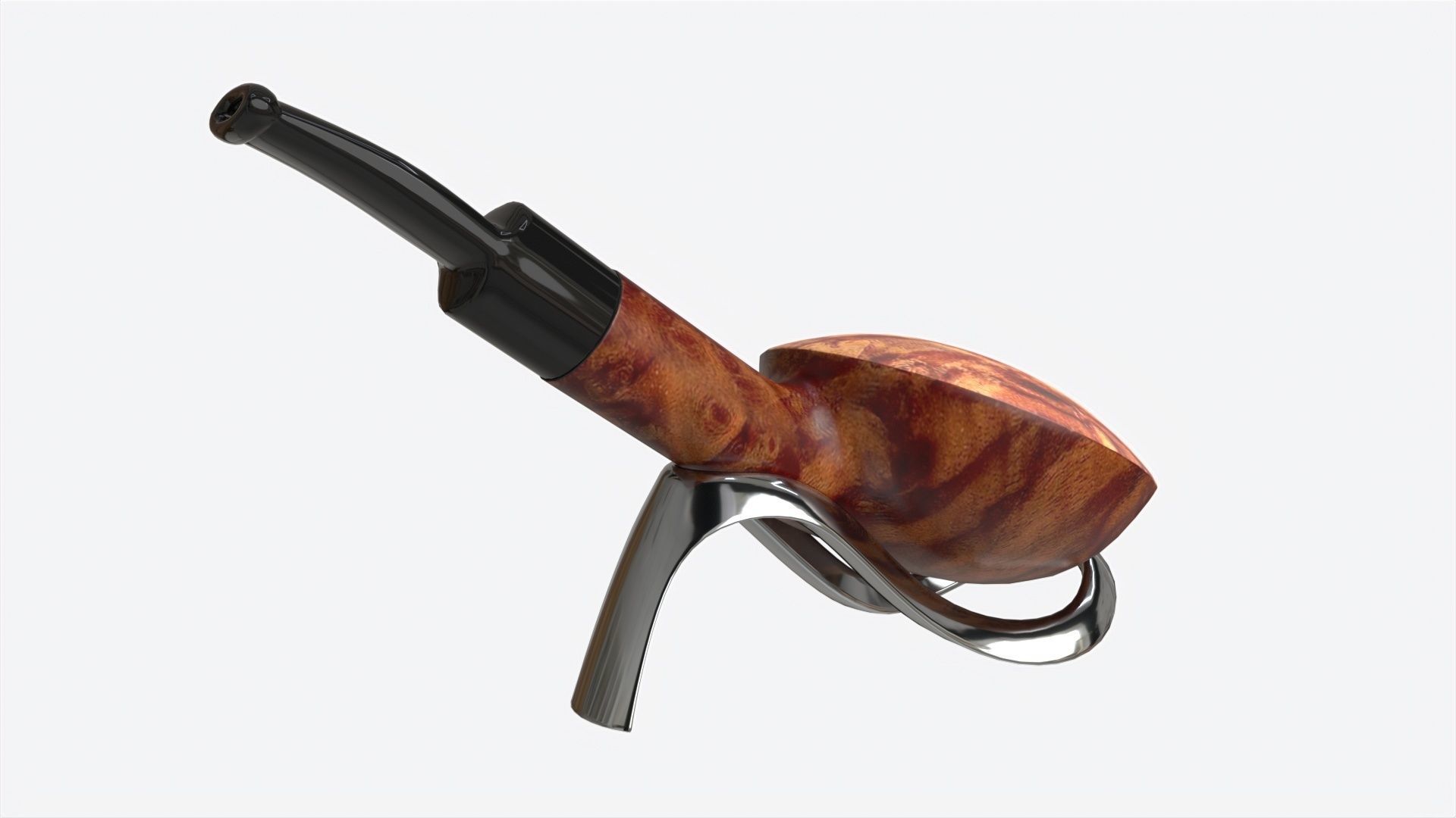 Smoking Pipe Half-bent Briar Wood 02 3D model_1