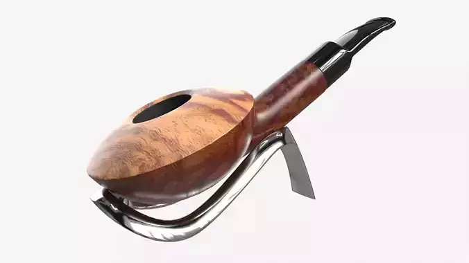 Smoking Pipe Half-bent Briar Wood 02 3D model