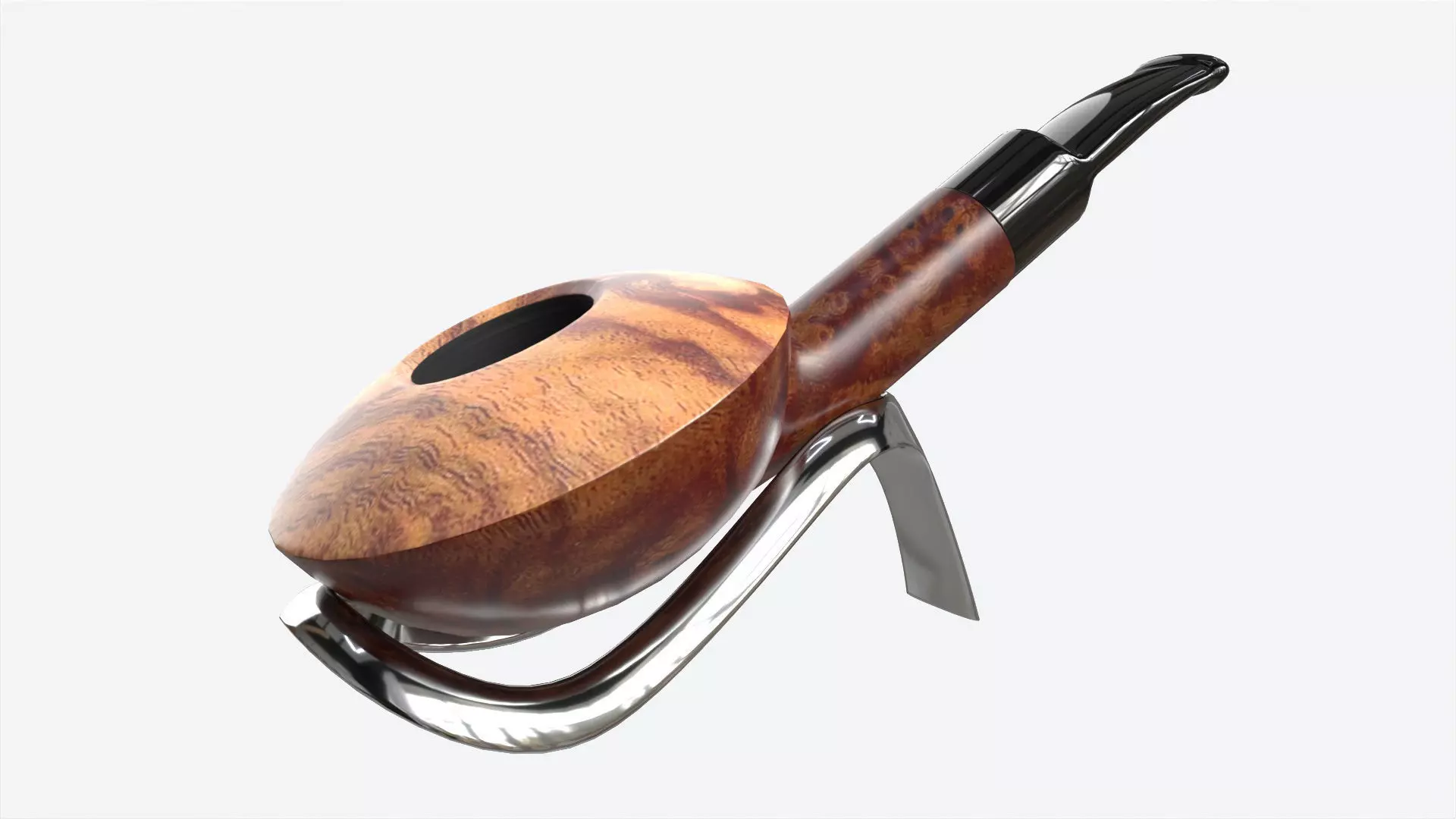 Smoking Pipe Half-bent Briar Wood 02 3D model_0