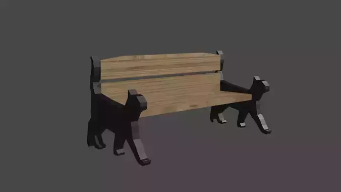 Bench with cat decor