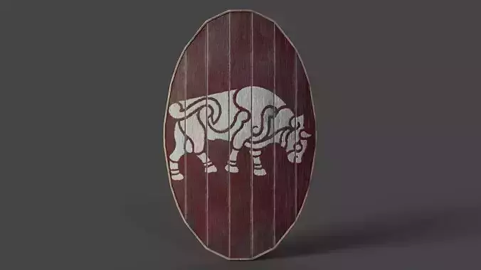 Slavic ellipse shield-painted red with bull symbol