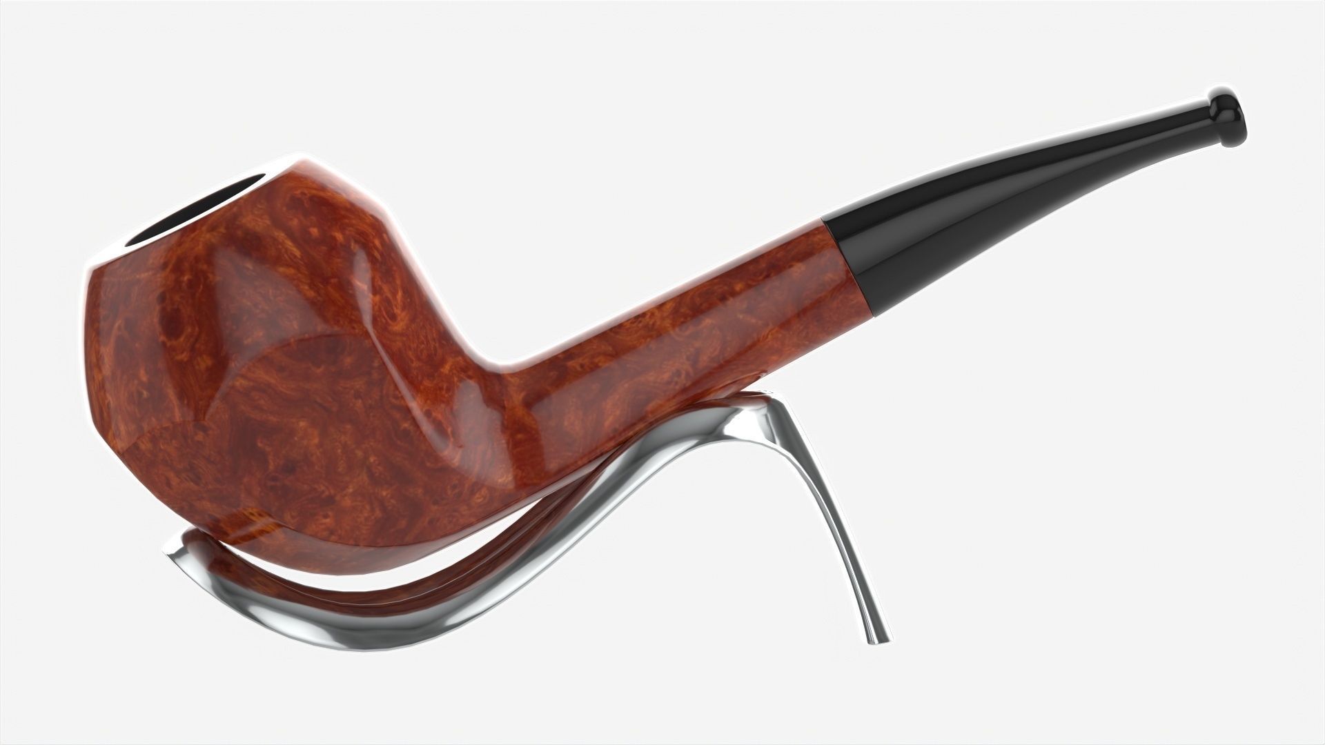 Smoking Pipe Half-bent Briar Wood 04 3D model_2