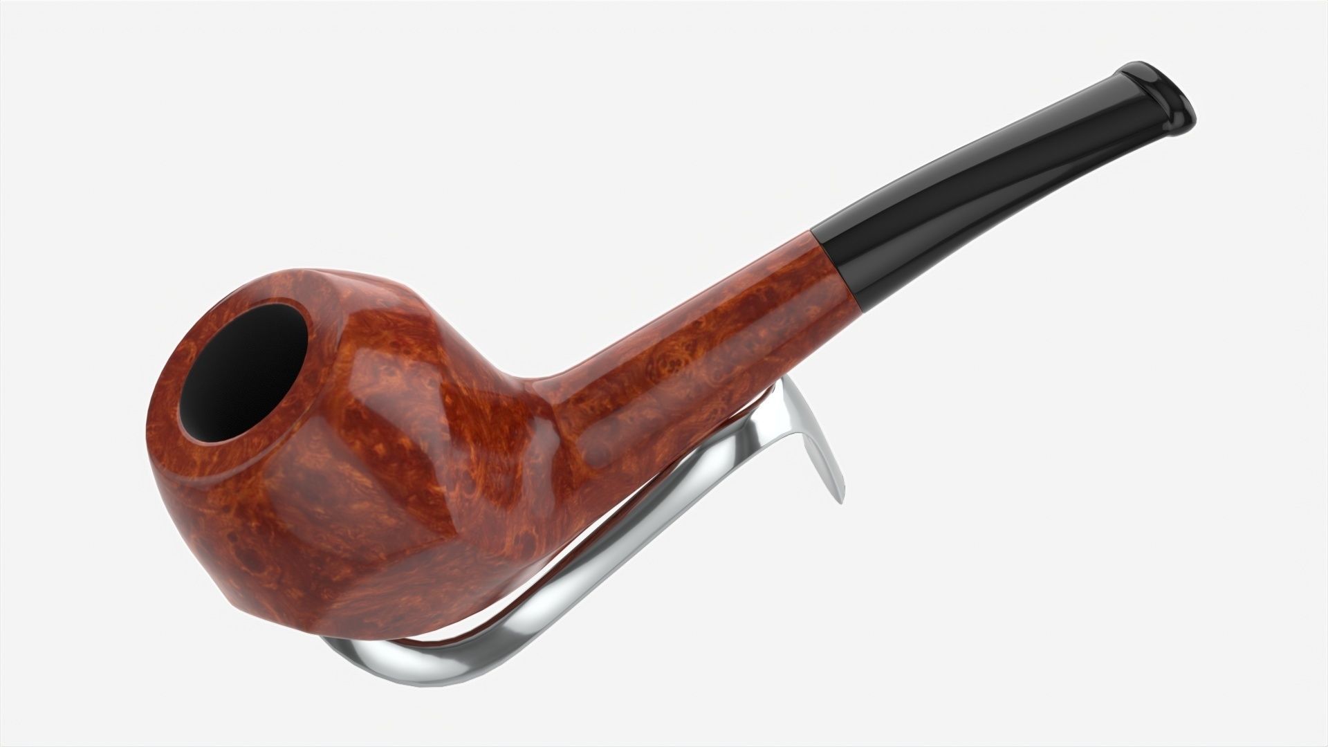 Smoking Pipe Half-bent Briar Wood 04 3D model_1