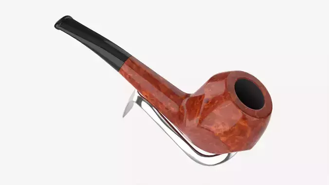 Smoking Pipe Half-bent Briar Wood 04 3D model