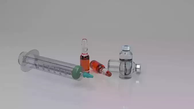 Syringe with vaccine 3d model