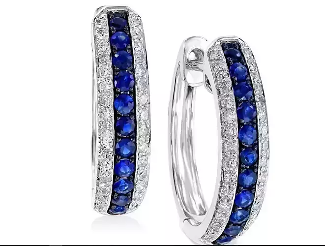 Fashion earrings with saphires and diamonds  3D print model