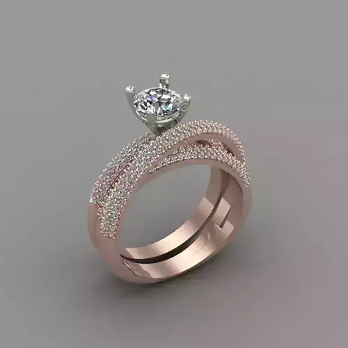 Rose Gold Diamond 3D Print Ring Model