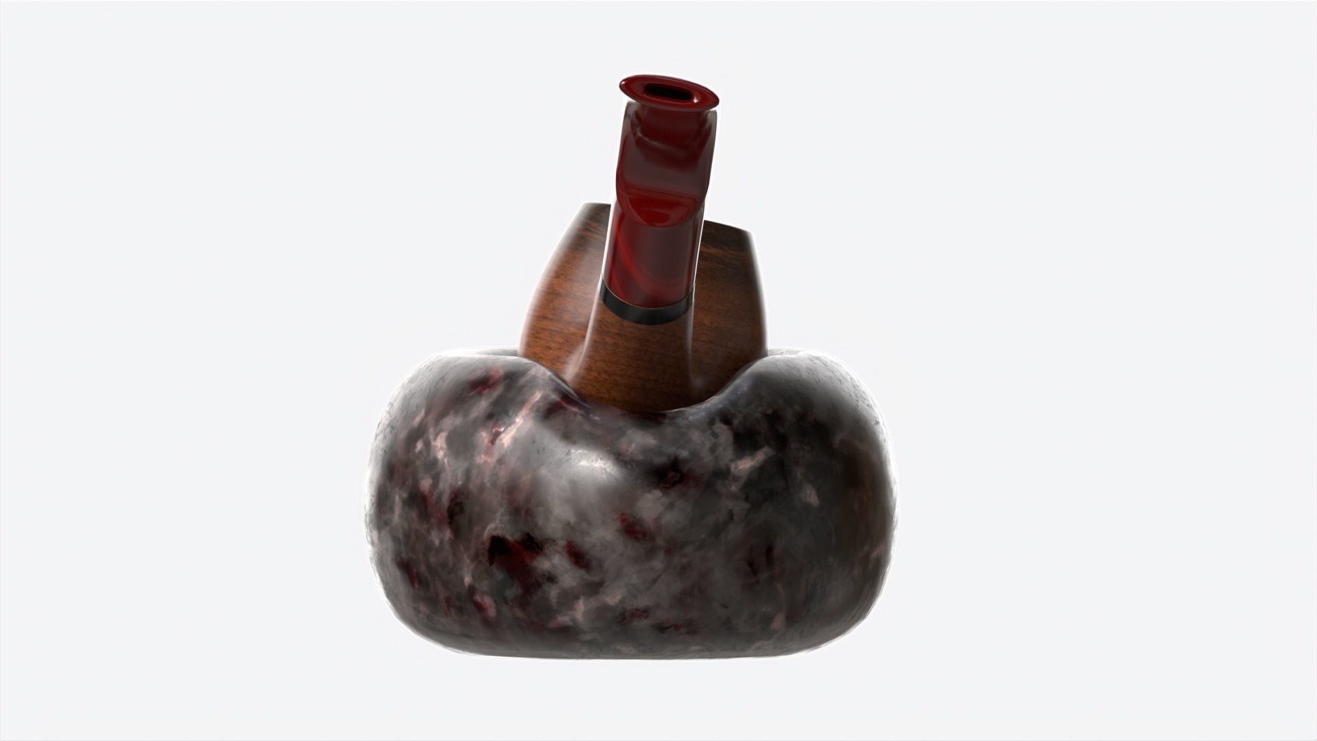 Smoking Pipe Holder Single with Pipe 3D model_3