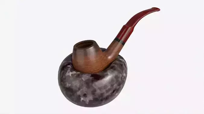 Smoking Pipe Holder Single with Pipe 3D model