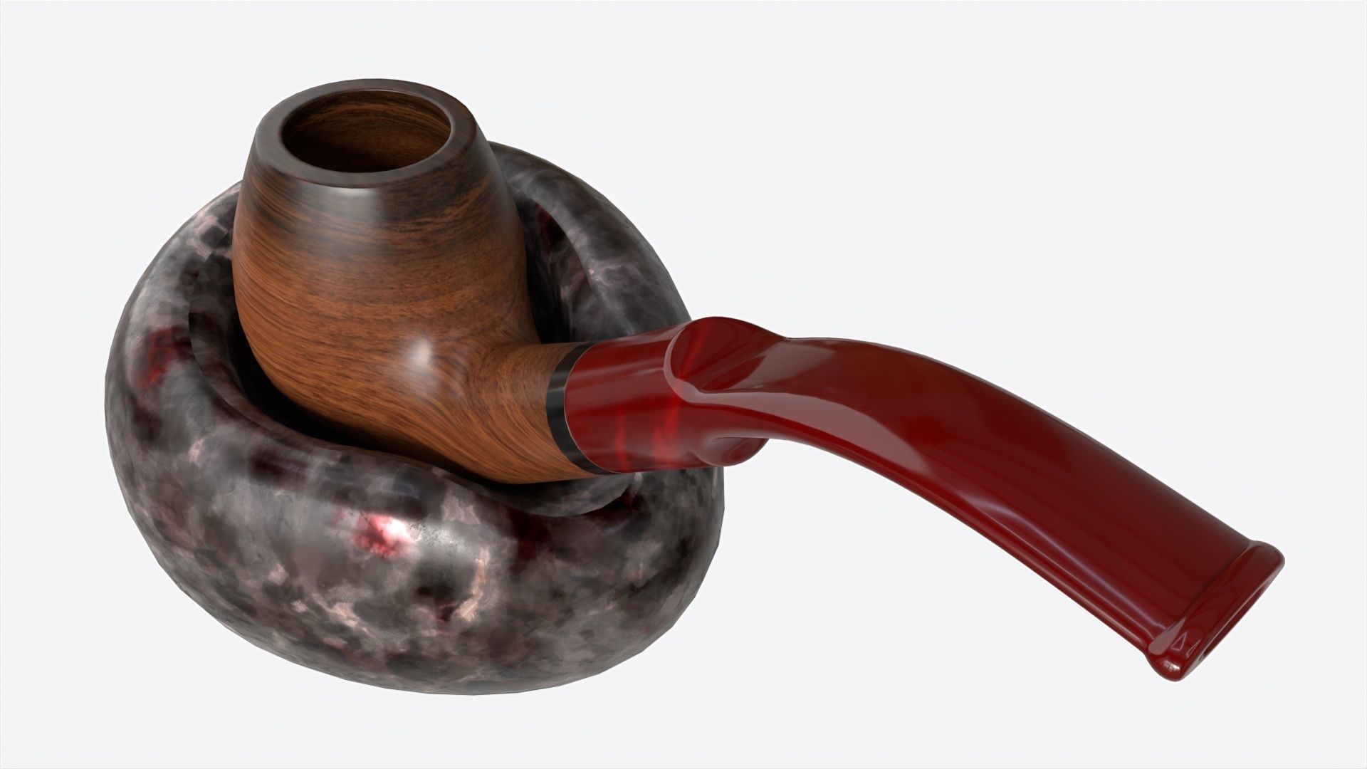 Smoking Pipe Holder Single with Pipe 3D model_1