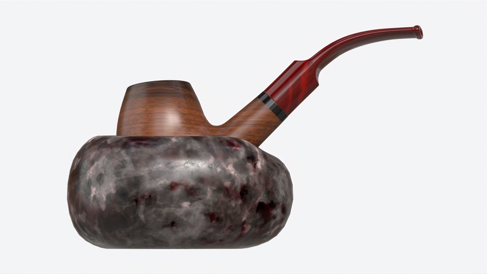 Smoking Pipe Holder Single with Pipe 3D model_2