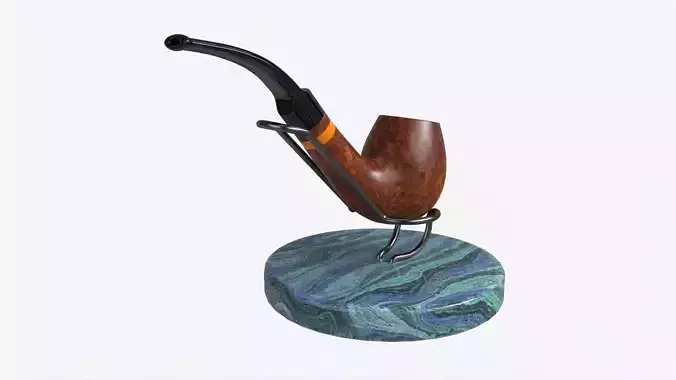 Smoking Pipe Holder Wire with Pipe 3D model