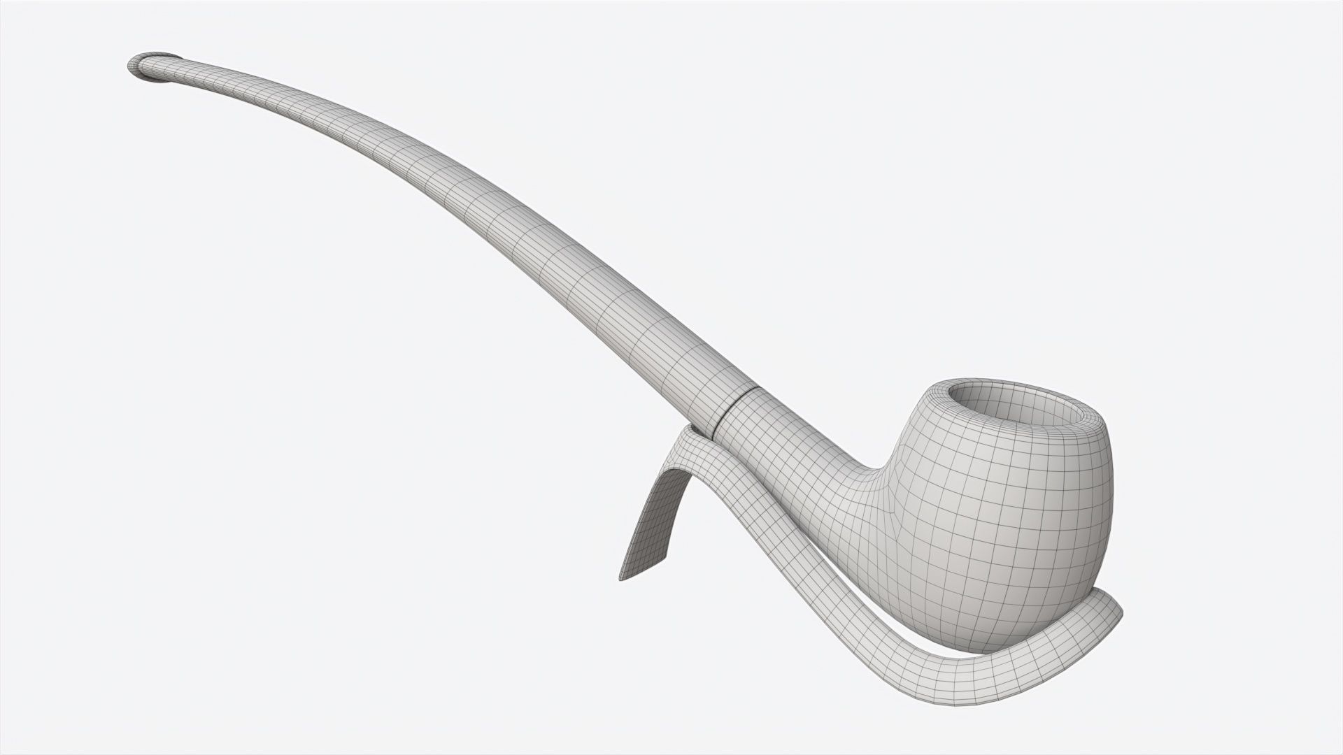 Smoking Pipe Long Briar Wood 01 3D model_5