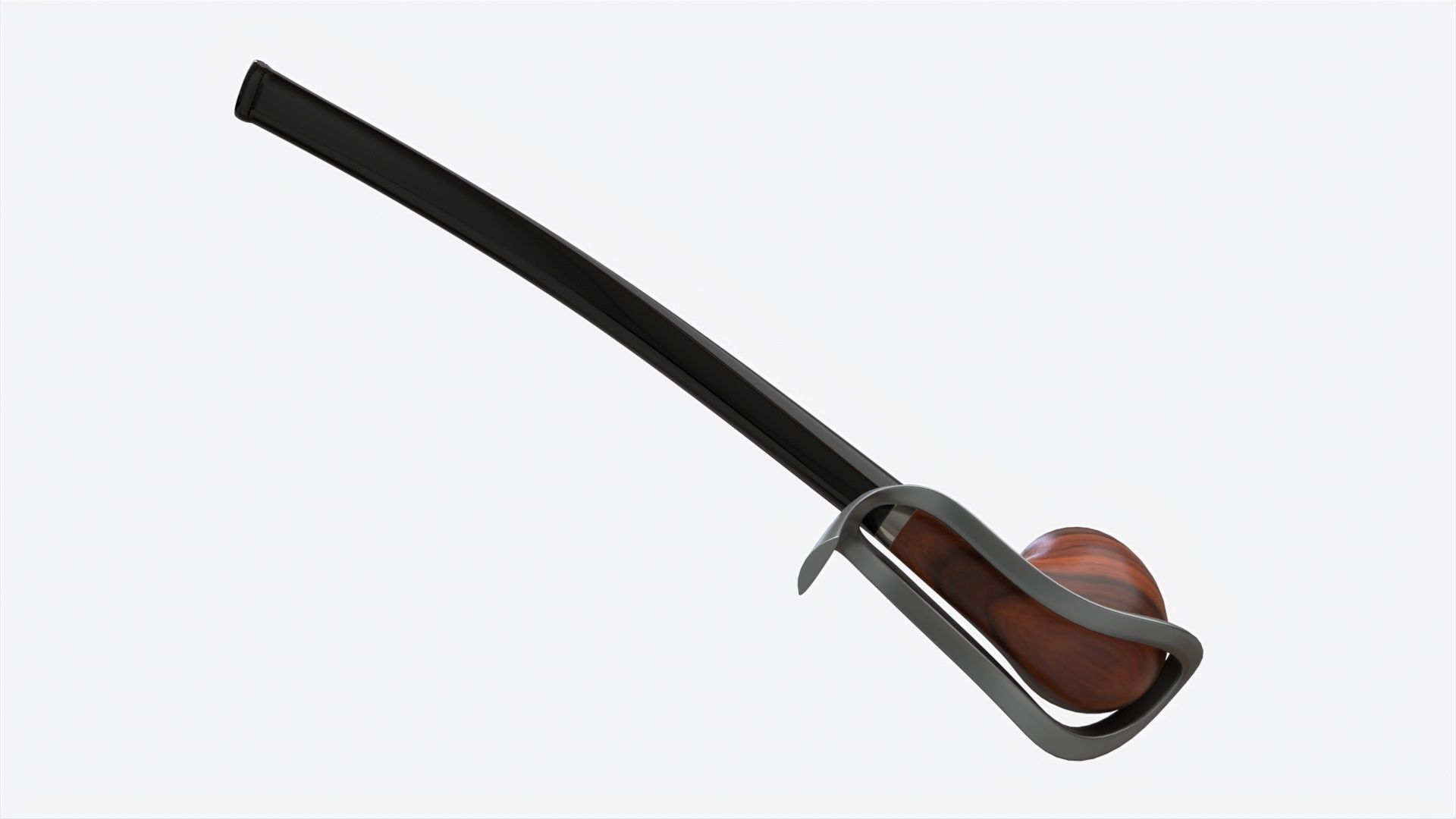 Smoking Pipe Long Briar Wood 01 3D model_1
