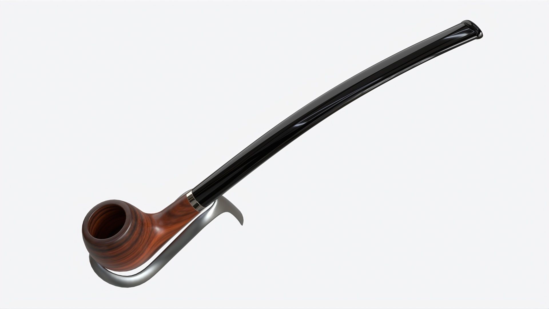 Smoking Pipe Long Briar Wood 01 3D model_2