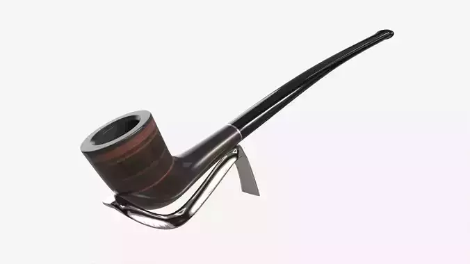 Smoking Pipe Long Briar Wood 02 3D model