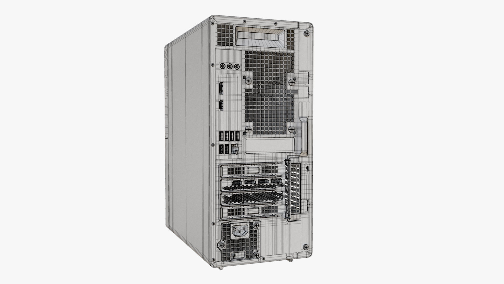Desktop PC White 3D model_15
