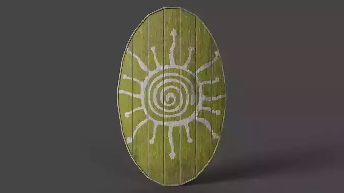 Slavic ellipse shield-painted yellow with Sun symbol
