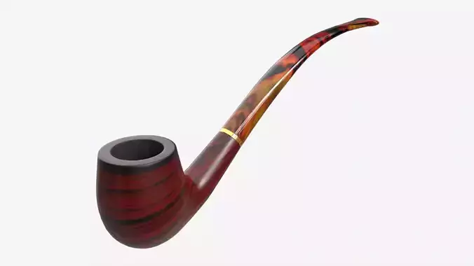 Smoking Pipe Long Briar Wood 03 3D model