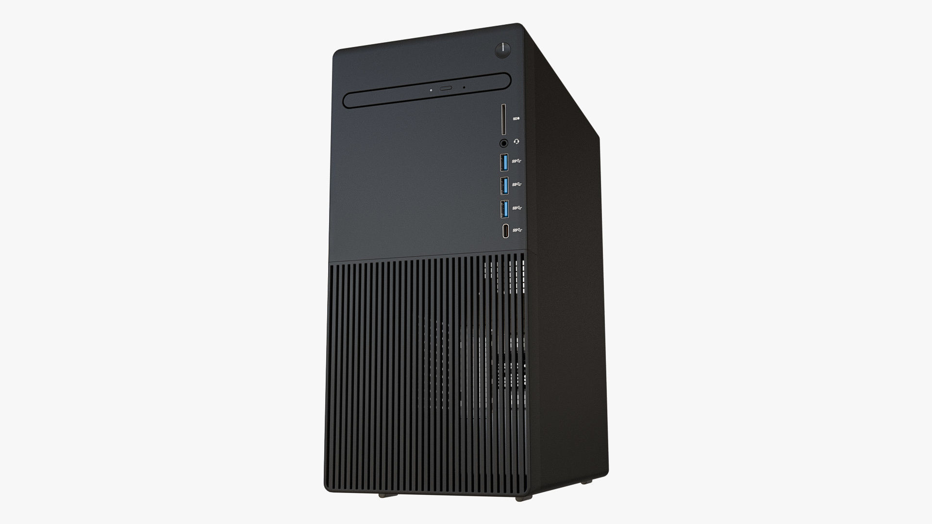 Desktop PC with Optical Drive Black 3D model_2